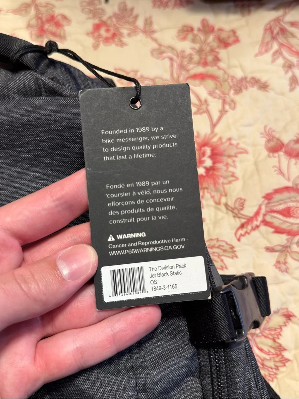Brand New with tags Timbuk2 Men's Dark Graythe Division Backpack
